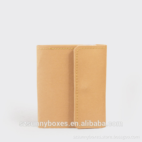 Waterproof Kraft Paper Cover PVC Pocket ID/Business Card Holder With Metal Button Closure